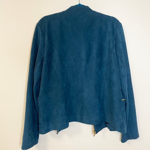 Marc New York Andrew Mark Teal Faux Suede Light Zip Jacket Pockets Size XL - Picture 2 of 5